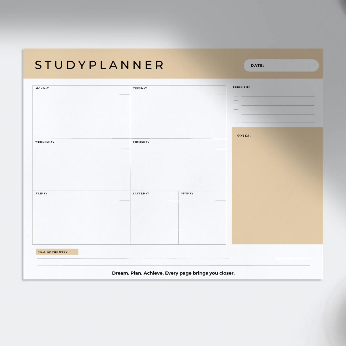 Minimalist Weekly Study Planner Notepad