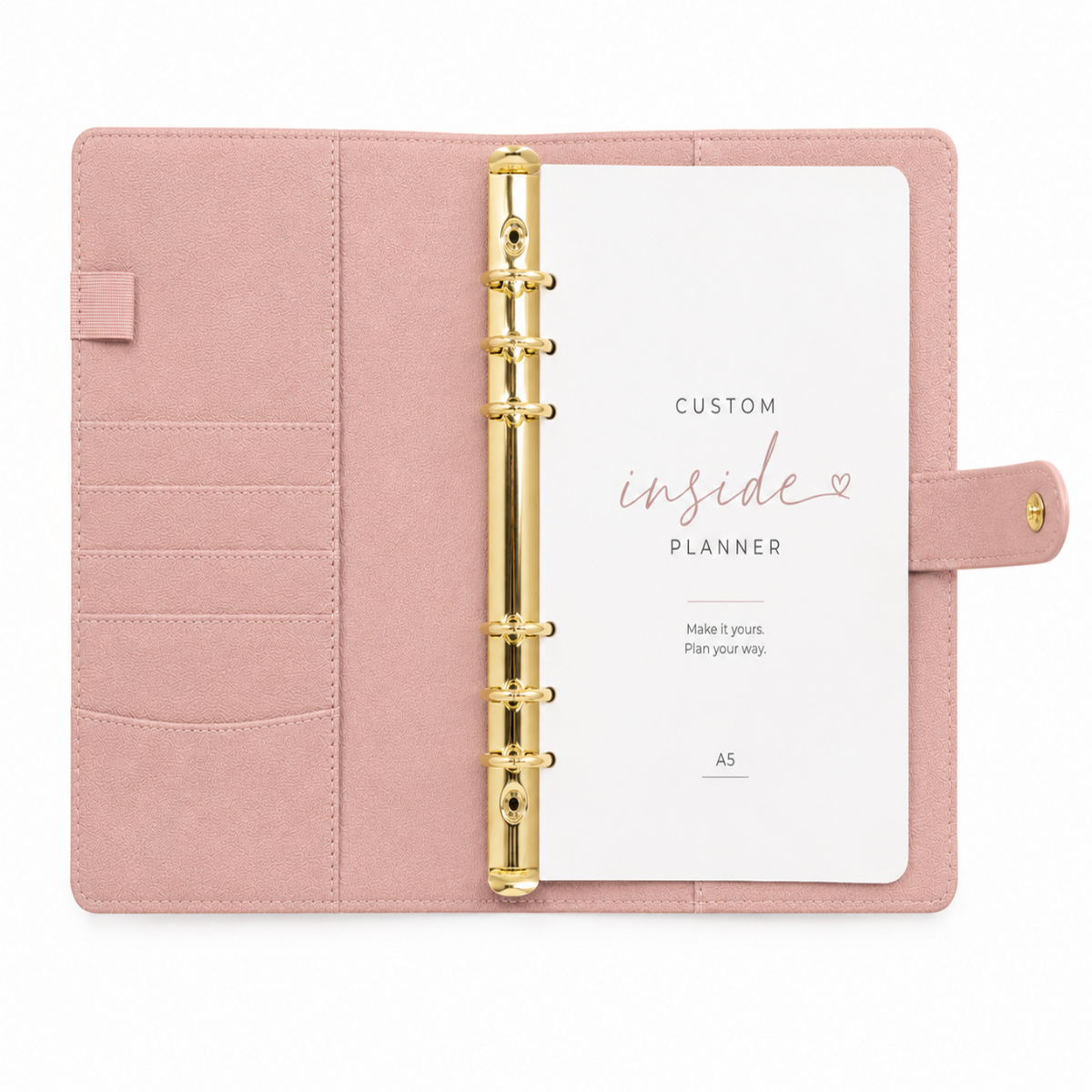 Custom Inside Planner - A5 6-Ring Binder with Personalized Interior, Build Your Own Planner with Your Own Design or Our Digital Pages