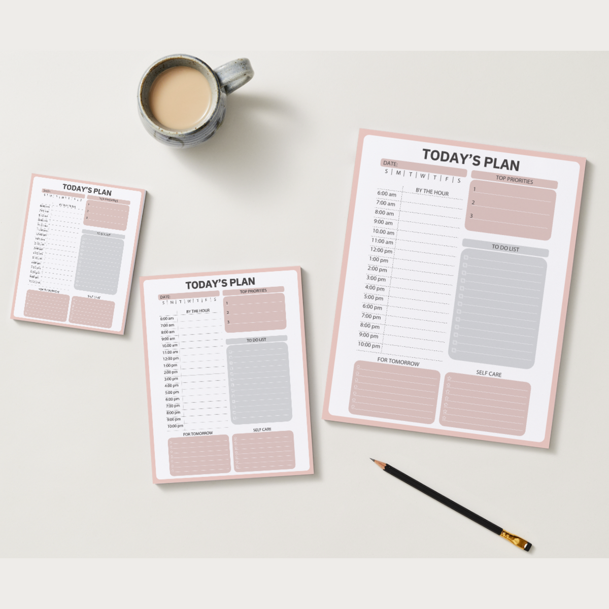 Boho Daily Productivity Planner Notepad – 8.5” x 11”, 50 Tear-Off Sheets for Hourly Planning, To-Do Lists & Self-Care