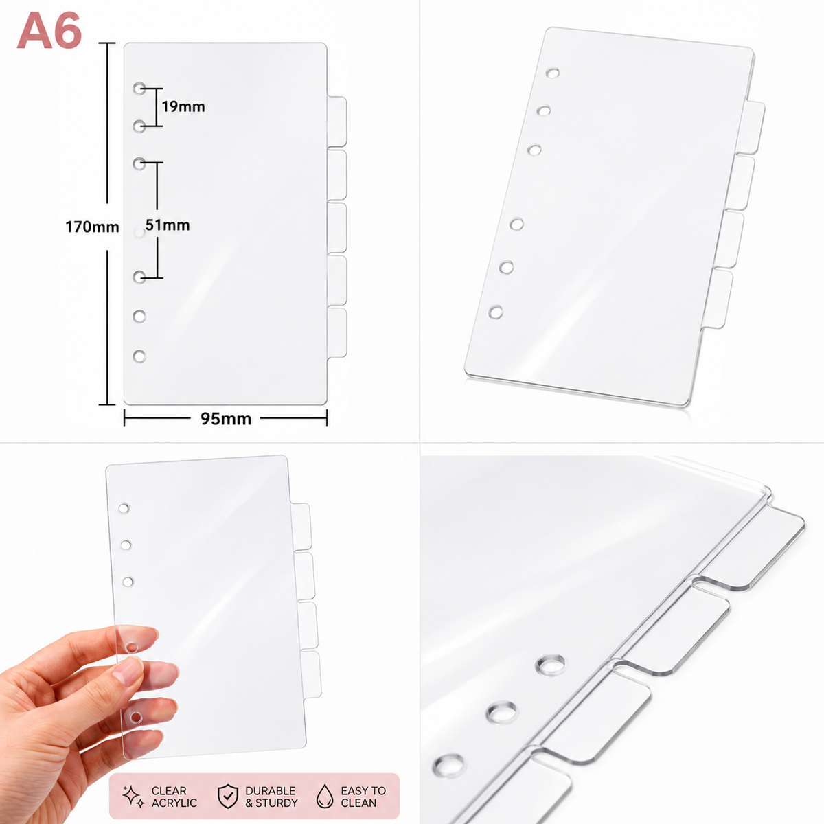 A6 Clear Acrylic Divider Set
