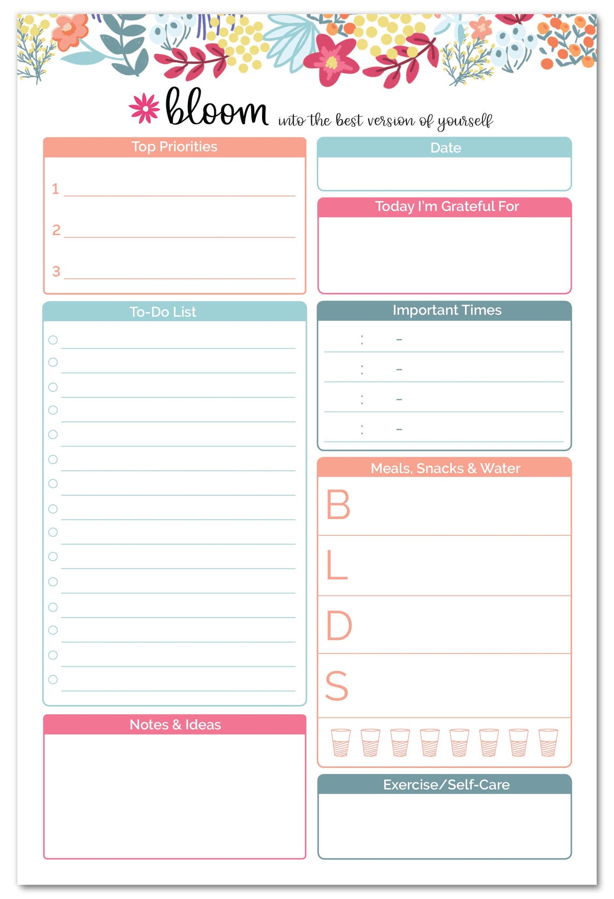 Floral Dots Daily Planning Pad 6x9in
