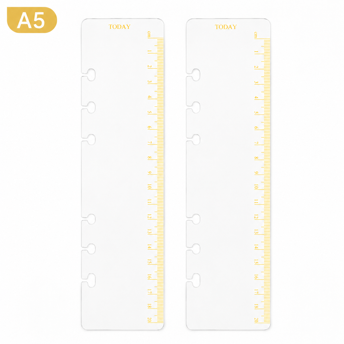 A5 Plastic Divider Ruler – 6-Hole Page Marker & Today Ruler for A5 Refillable Planners