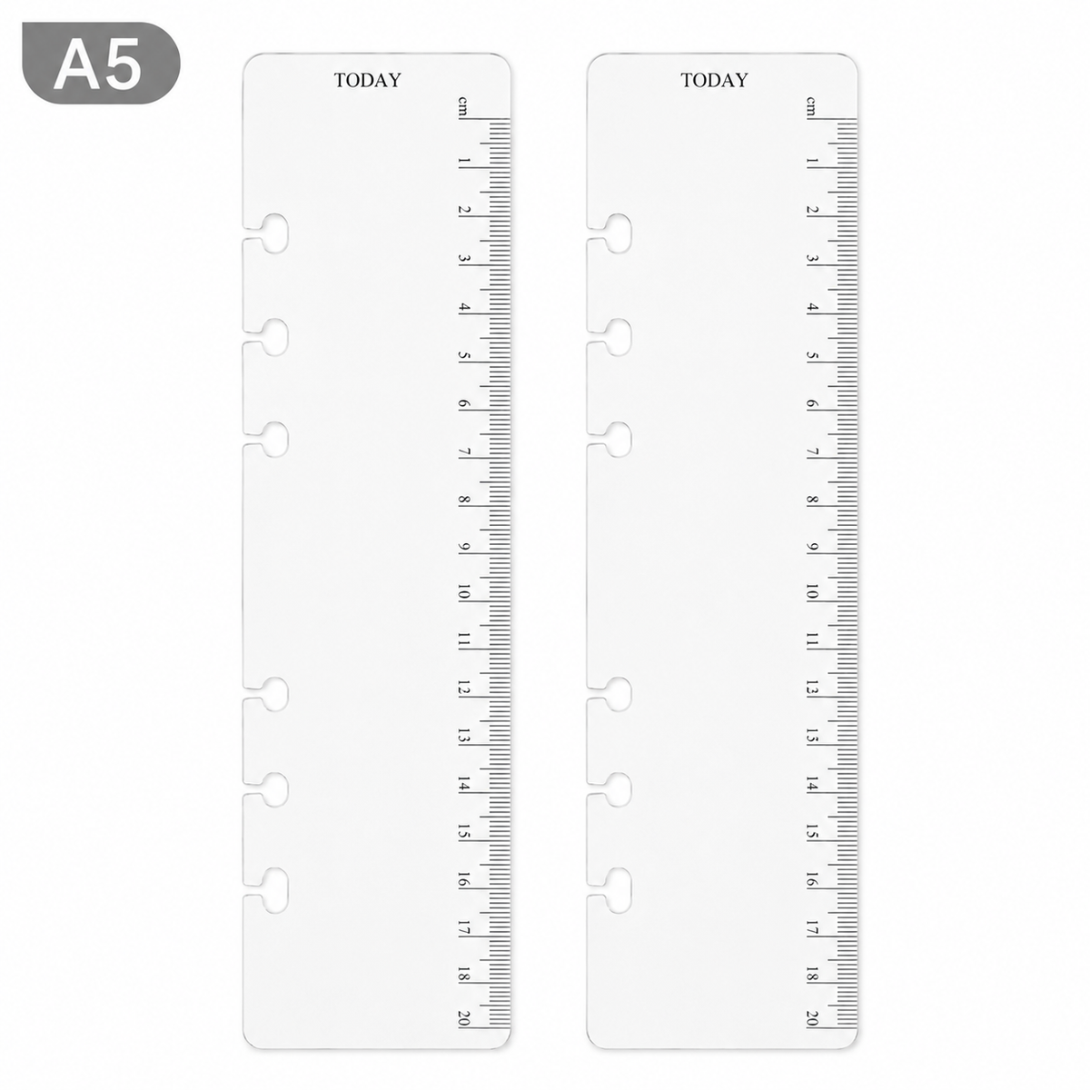 A5 Silver Plastic Divider Ruler – 6-Hole Page Marker & Today Ruler for A5 Refillable Planners
