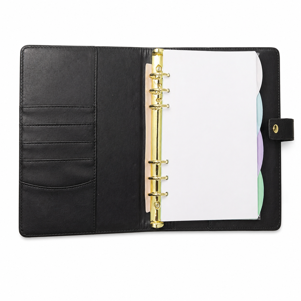 Minimal Black A5 Planner Binder – Refillable Organizer with Snap Closure