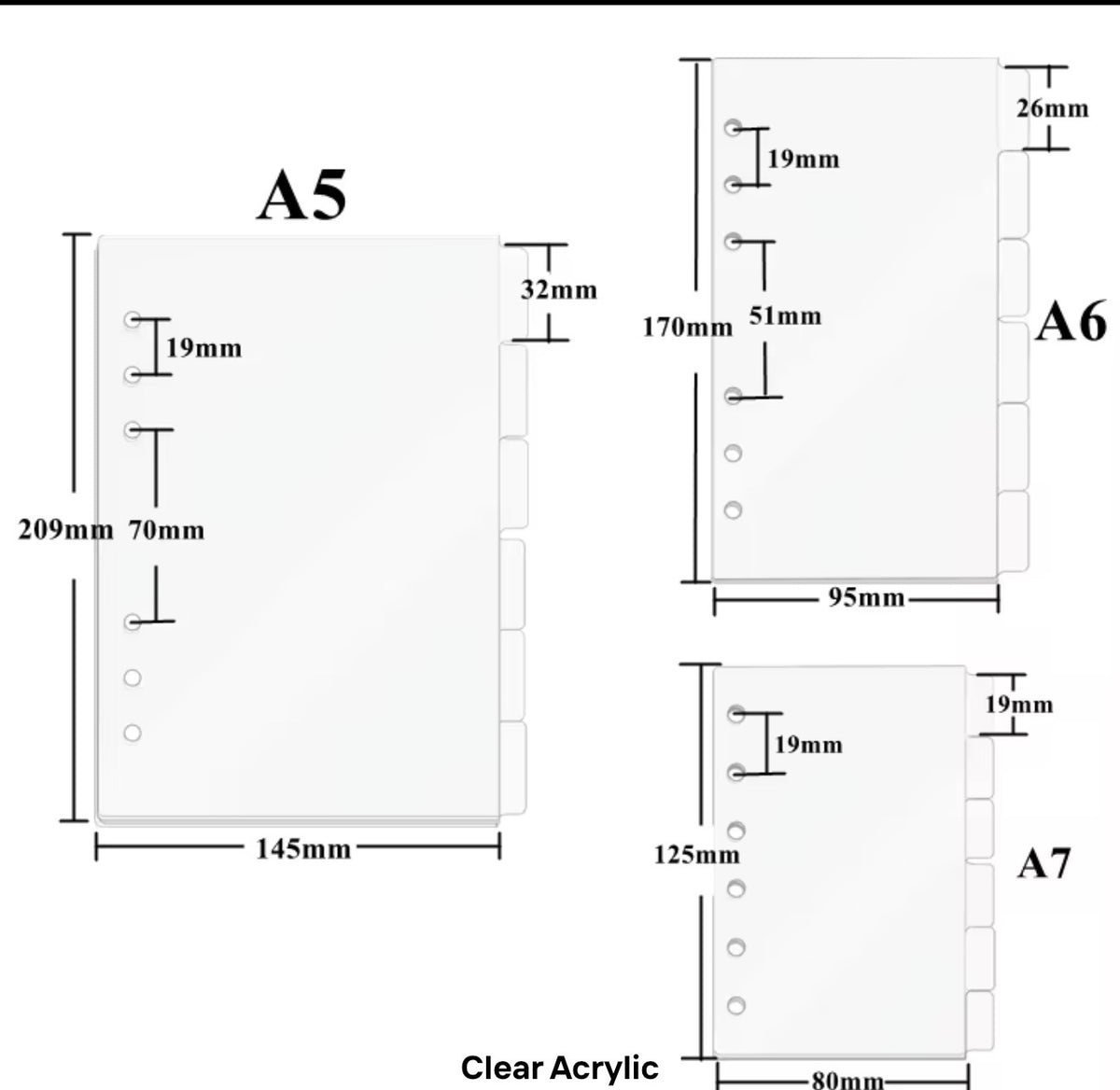 A6 Clear Acrylic Divider Set
