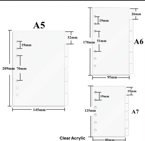 A5 Clear Acrylic Divider Set