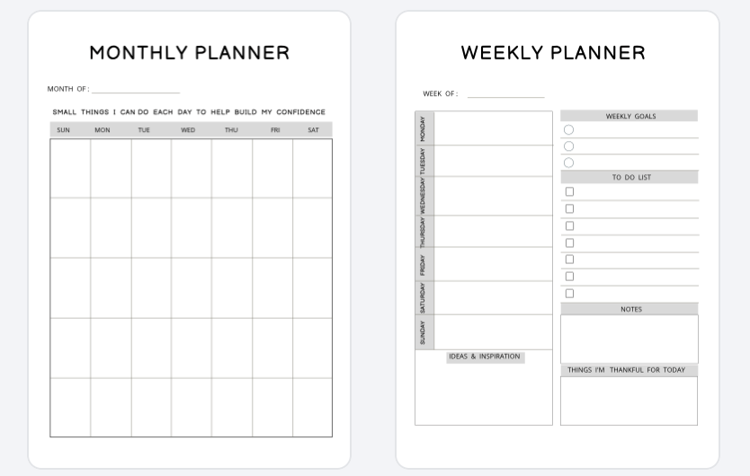 Self Confidence Planner A4