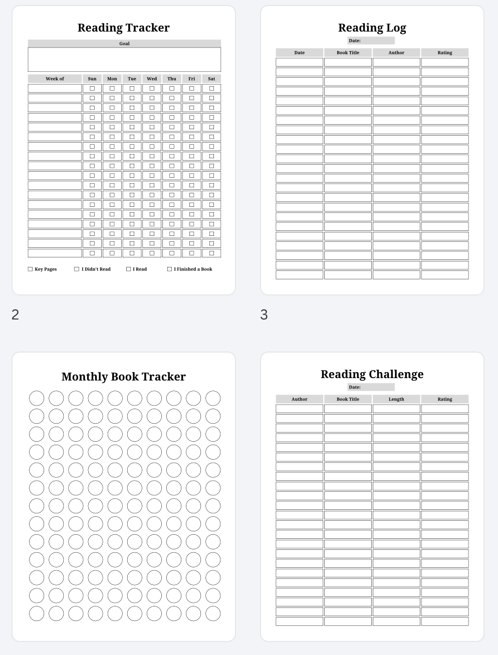 Digital Reading Journal 8.5x11in