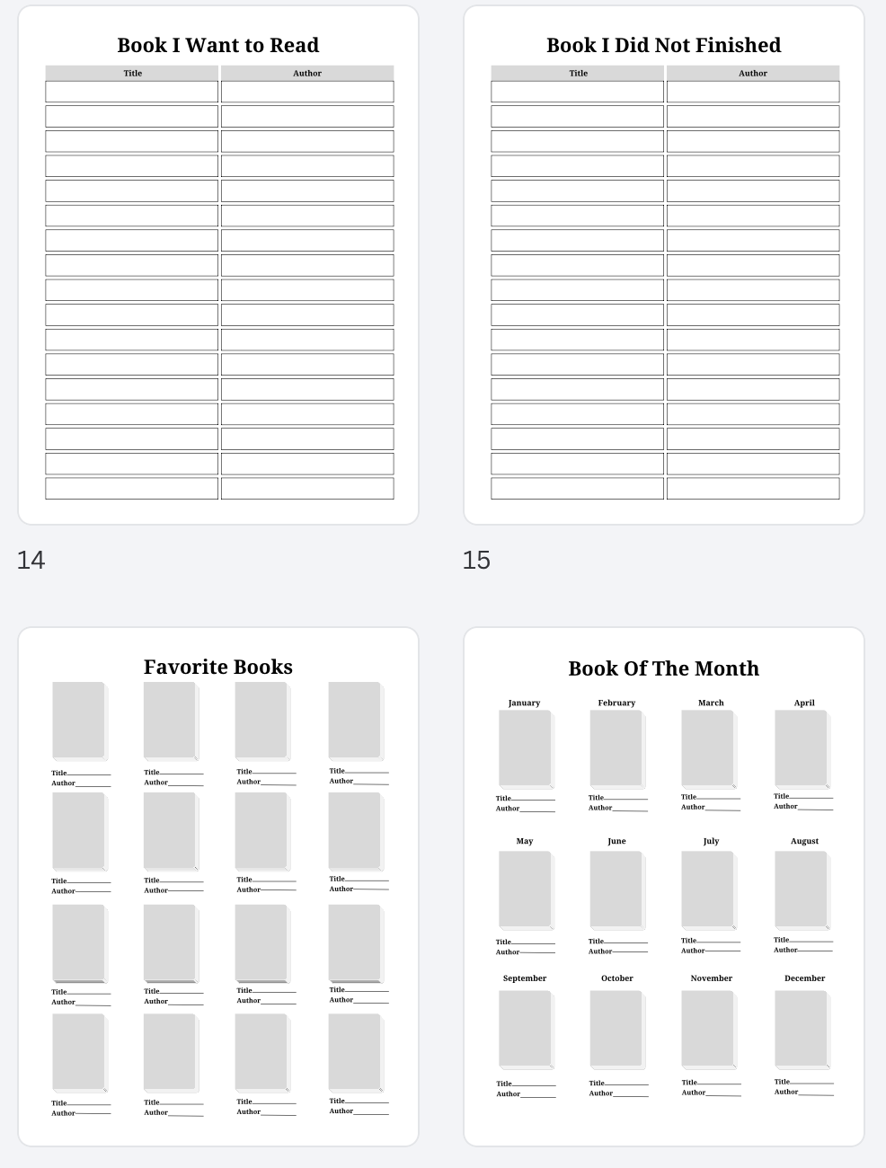 Digital Reading Journal 8.5x11in