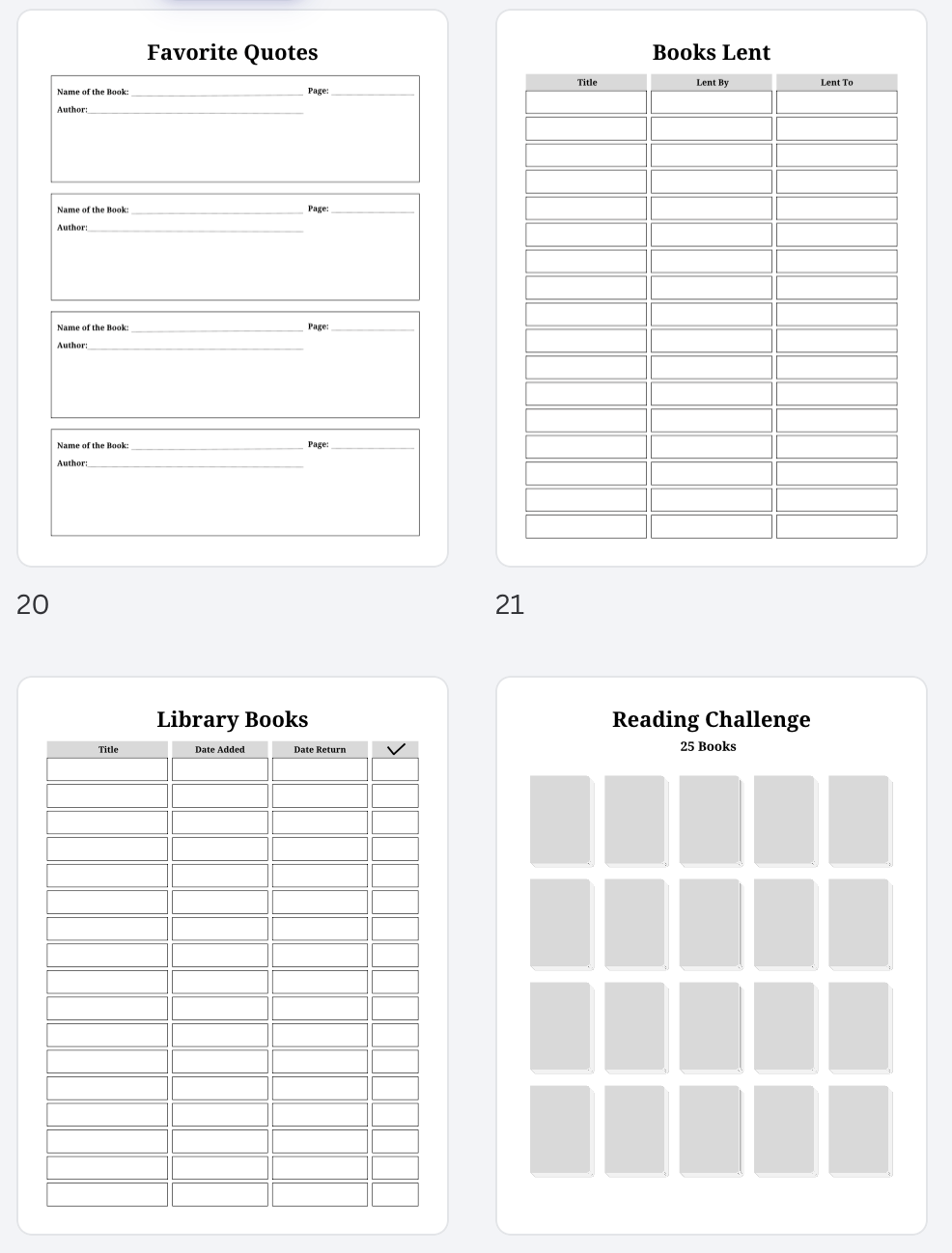 Digital Reading Journal 8.5x11in