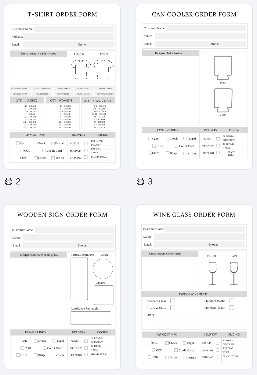 Order Forms Bundle A4
