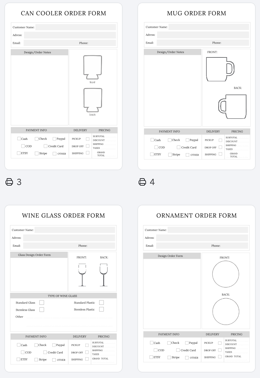 Order Forms Bundle A4