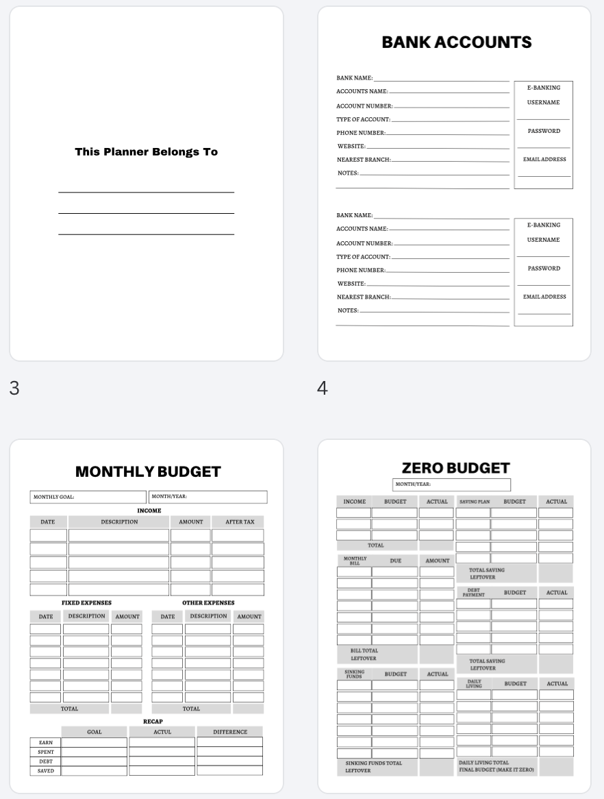 Budget & Financial Planner A4