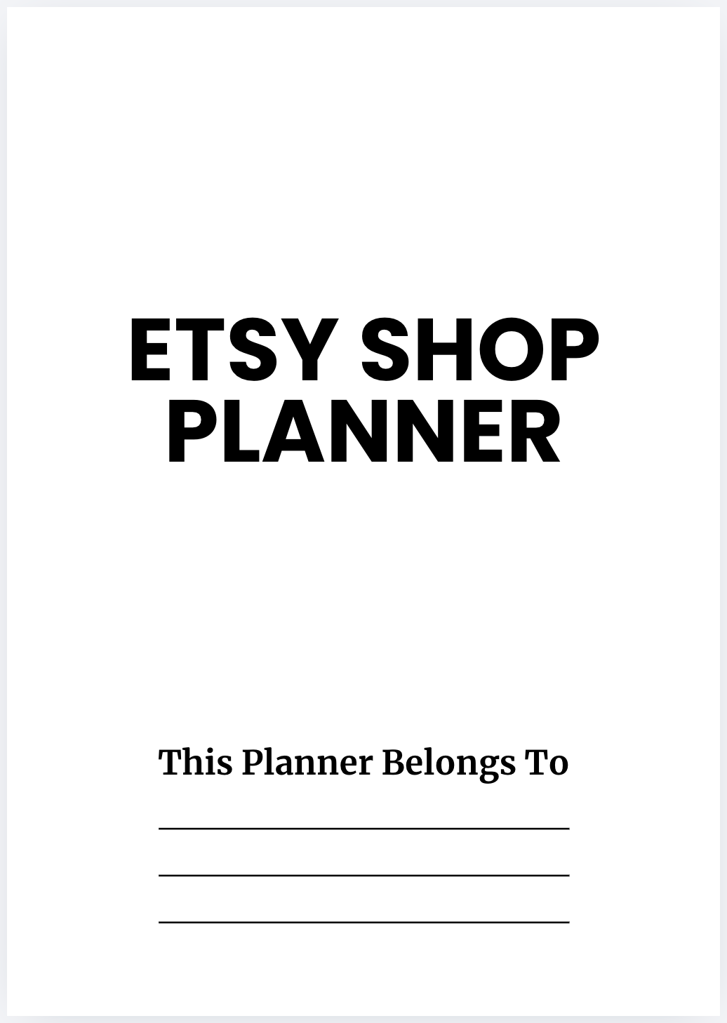 Etsy Shop Planner A4