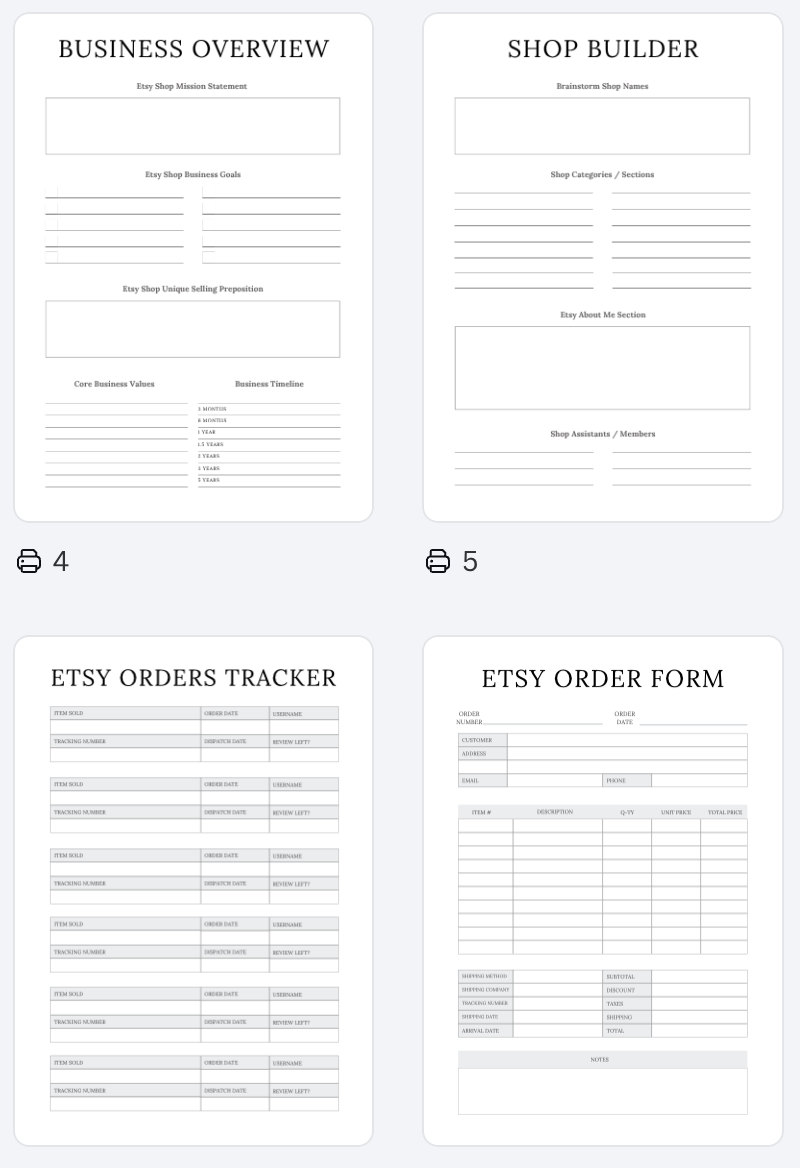 Etsy Shop Planner A4
