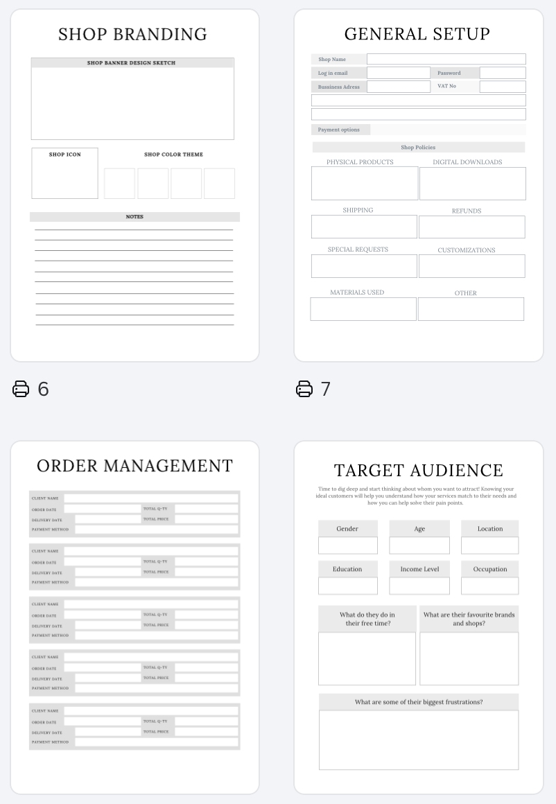 Etsy Shop Planner A4