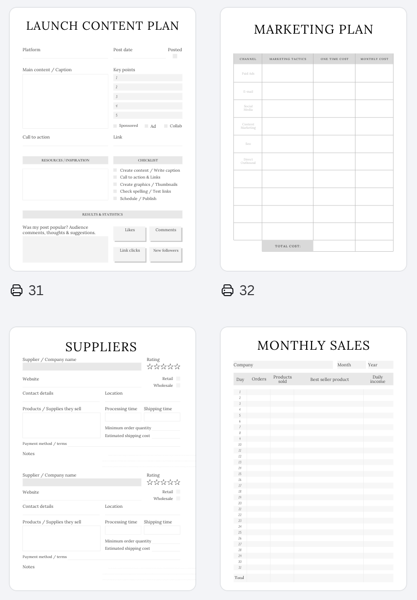 Handmade Business Planner A4