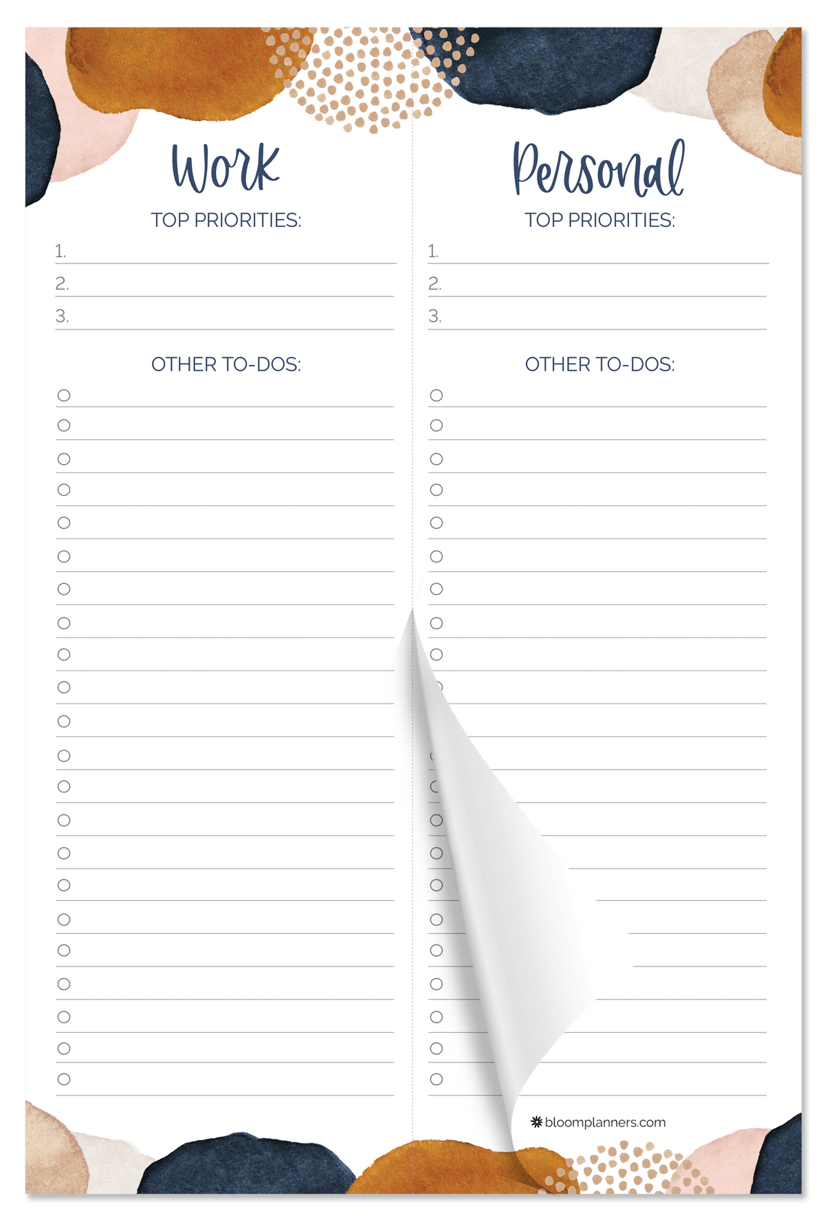 Work & Personal To Do List Pad 6x9 in