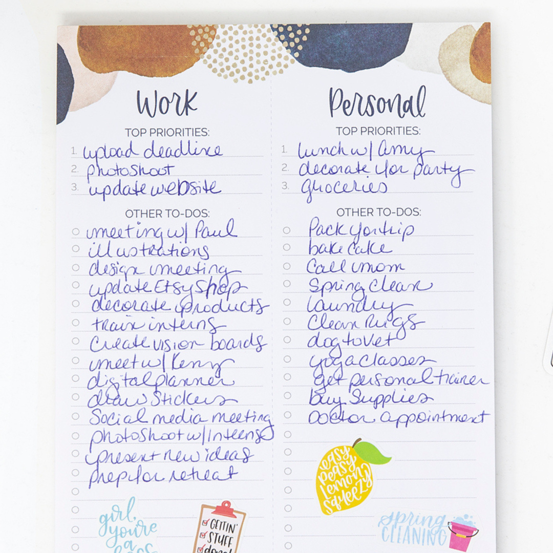 Work & Personal To Do List Pad 6x9 in